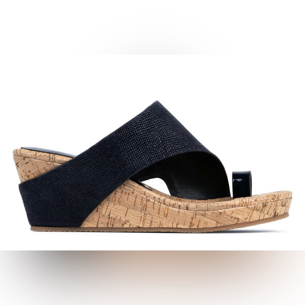 DONALD PLINER Black Suede Leather GYER Wedge Heels